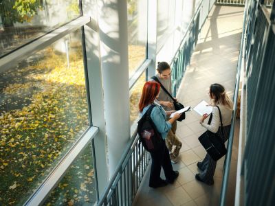 Students standing in hallway