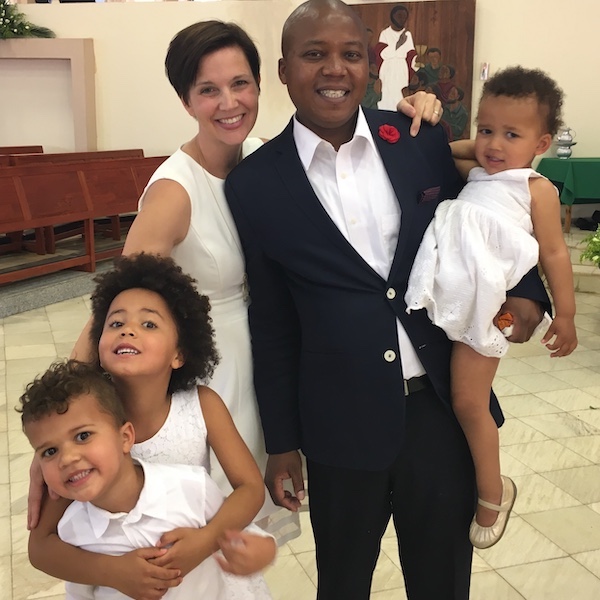 Natalie with her husband and three children in Lusaka, Zambia