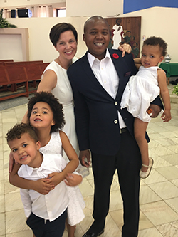 Natalie with her husband and three children in Lusaka, Zambia